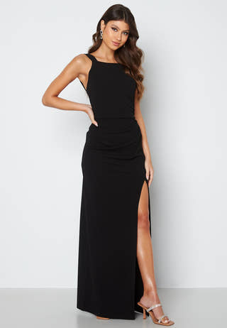 Square neck slit maxi dress