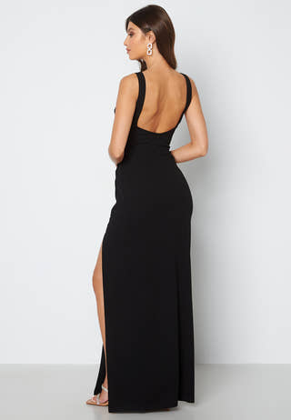 Square neck slit maxi dress
