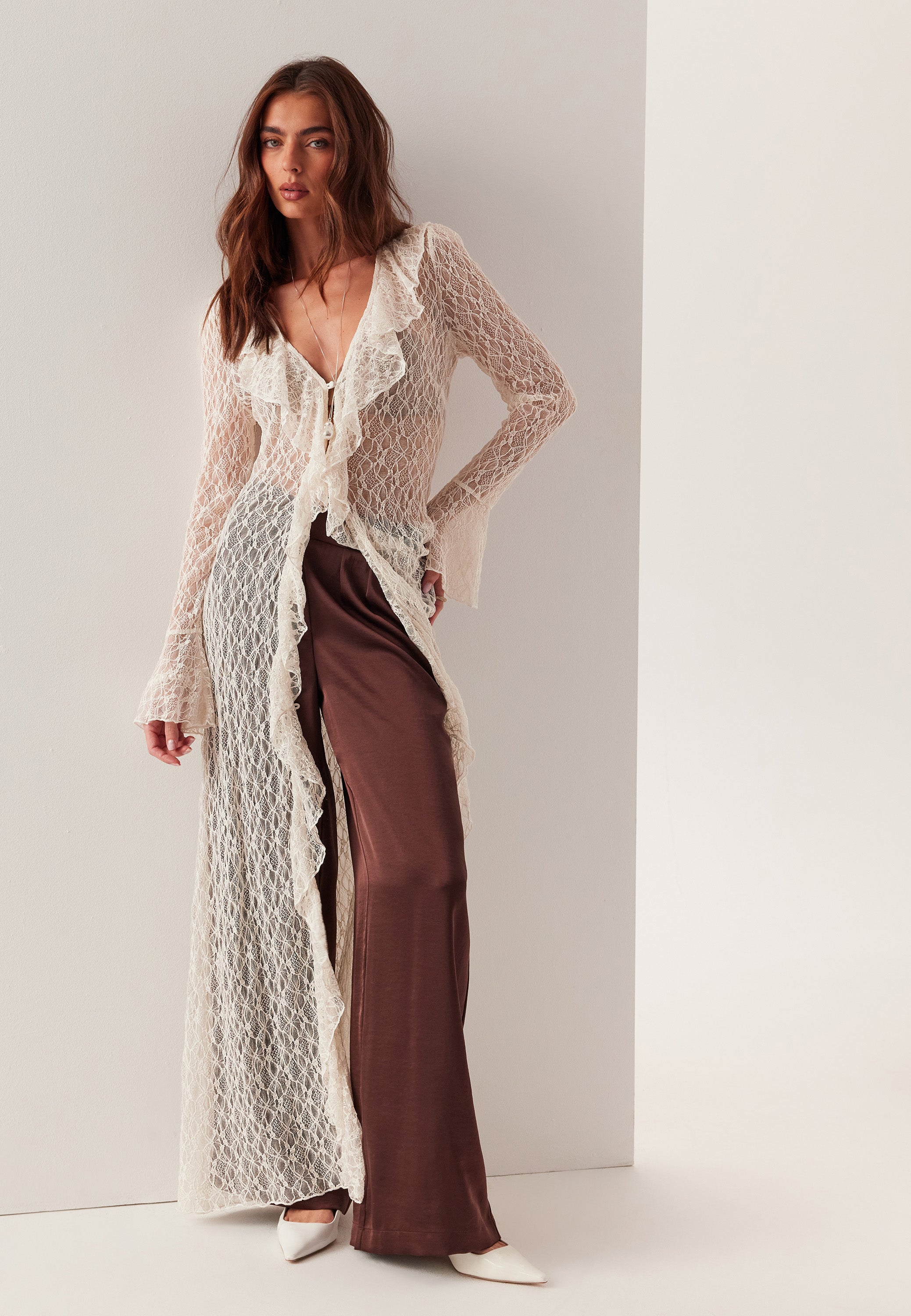 Bubbleroom occasion – Lace Cardigan Dress – Dresses – White Bubbleroom occasion – Lace Cardigan Dress – Dresses – White
