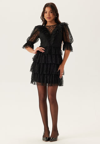 Lace Frill Puff Sleeve Dress