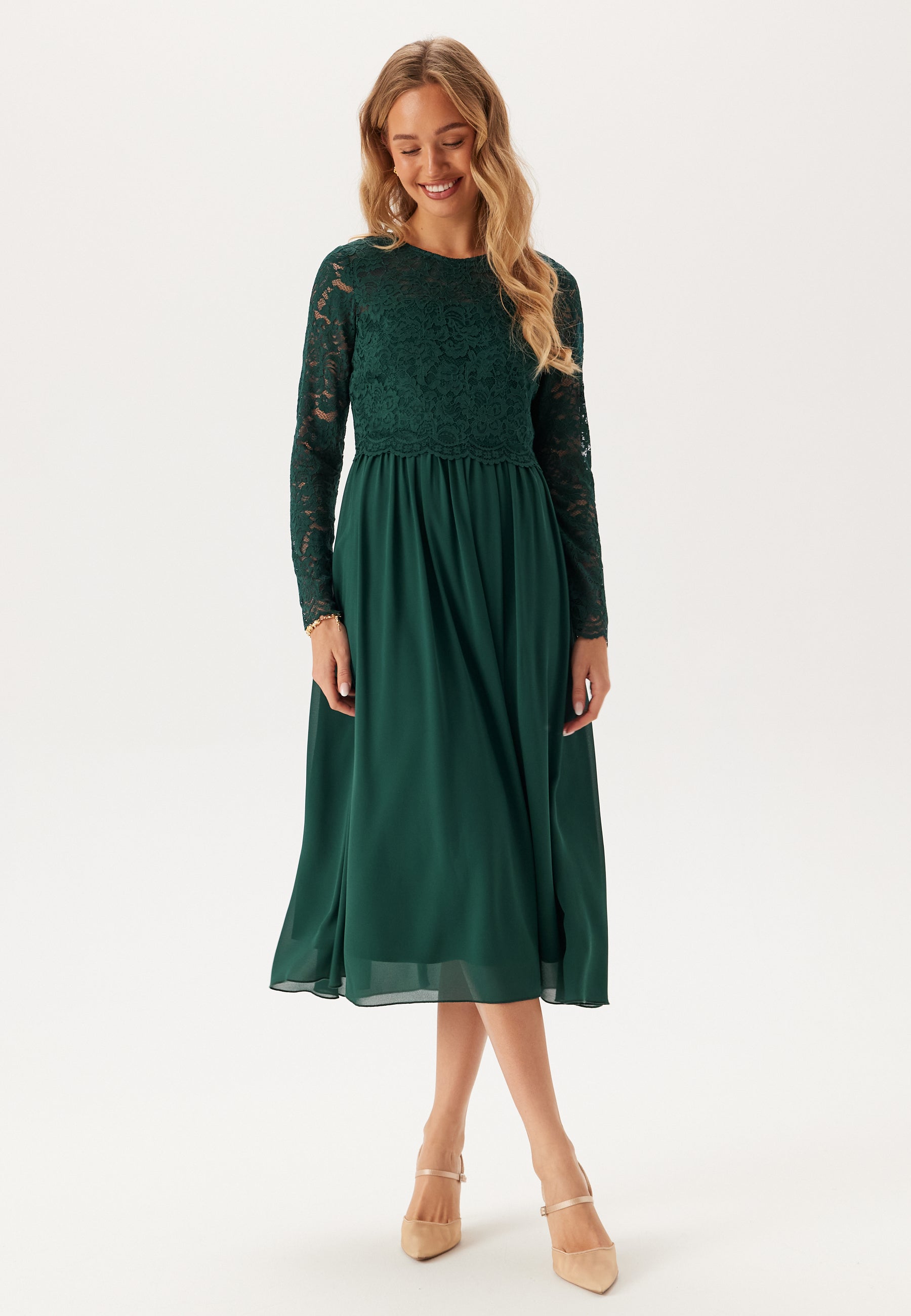 Bubbleroom occasion Lace Long Sleeve Midi Dress campaign-outlet Green Bubbleroom occasion Lace Long Sleeve Midi Dress campaign-outlet Green