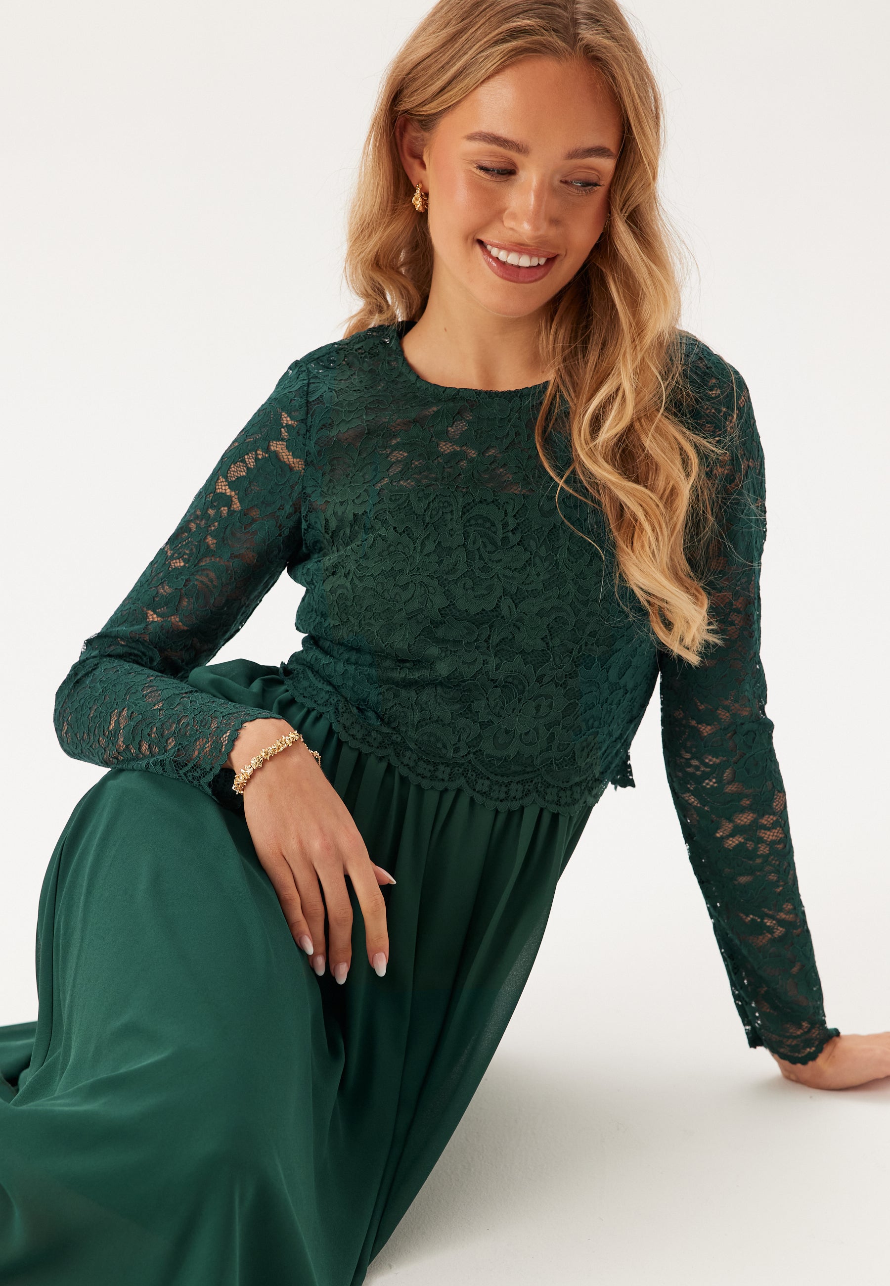 Bubbleroom occasion Lace Long Sleeve Midi Dress campaign-outlet Green Bubbleroom occasion Lace Long Sleeve Midi Dress campaign-outlet Green