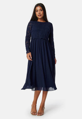 Lace Long Sleeve Midi Dress