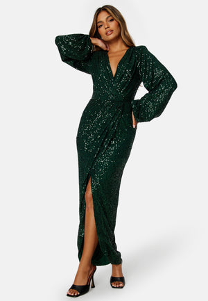 Sequin Wrap Gown