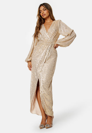 Sequin Wrap Gown