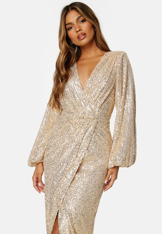Sequin Wrap Gown