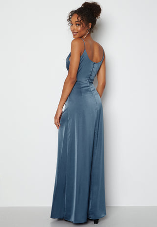 Waterfall High Slit Satin Gown