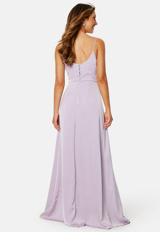 Waterfall High Slit Satin Gown