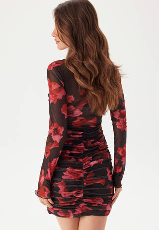 Mesh Ruched Short Dress