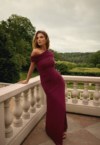 Off Shoulder Mesh Gown