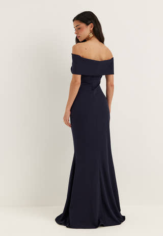 Off Shoulder Pleat Maxi Dress