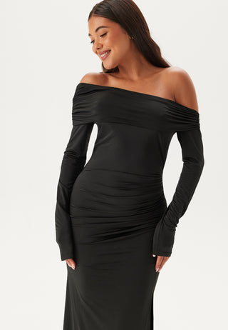 Asymmetric Off Shoulder Soft Gown
