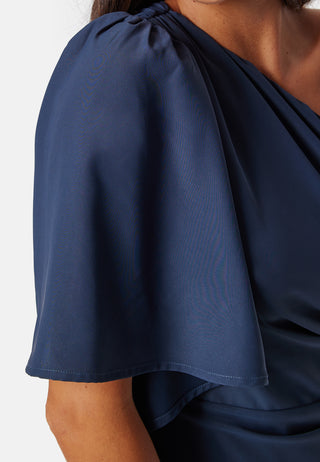 Ruched One Shoulder Midi Dress