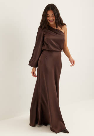 One Shoulder Satin Gown