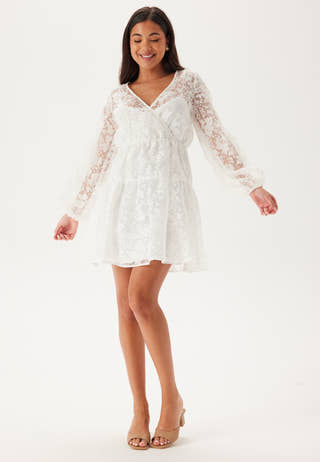 Overlap Balloon Sleeve Dress