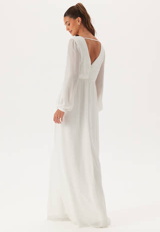 Pleated V-Neck Wedding Gown