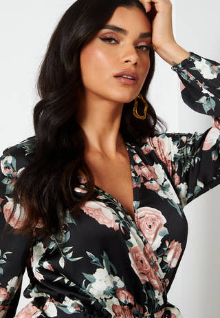Priya Satin Wrap Midi Dress