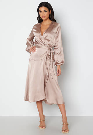 Priya Satin Wrap Midi Dress