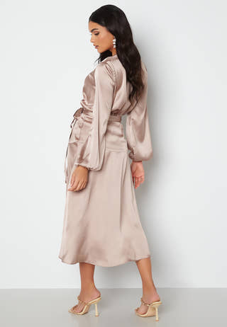 Priya Satin Wrap Midi Dress