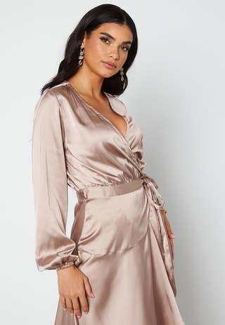 Priya Satin Wrap Midi Dress