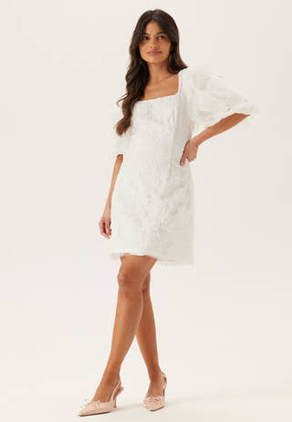 Puff Sleeve Embroidered Dress