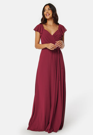 Butterfly Sleeve Draped Chiffon Gown
