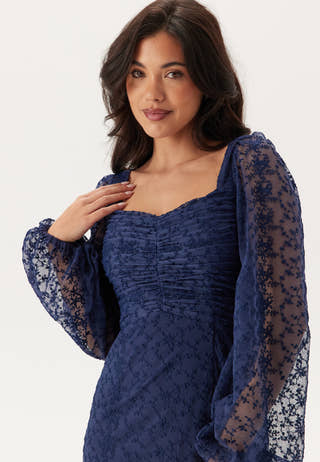 Ruched L/S Midi Dress