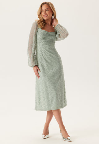 Ruched L/S Midi Dress