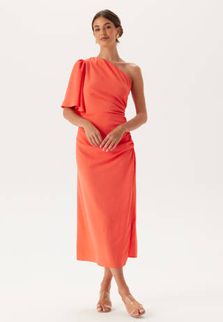 Ruched One Shoulder Midi Dress