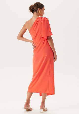 Ruched One Shoulder Midi Dress