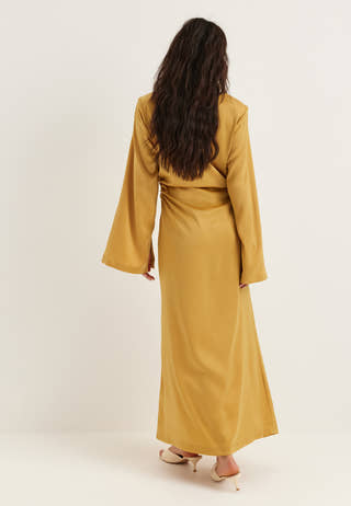 Ruched Satin Maxi Dress