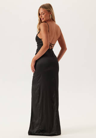 Ruched Satin Strap Gown
