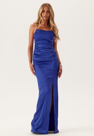 Ruched Satin Strap Gown