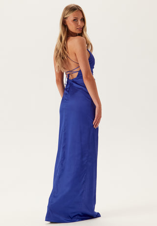 Ruched Satin Strap Gown