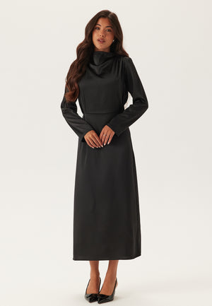 Satin Cowl Neck Midi Dress