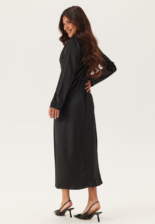 Satin Cowl Neck Midi Dress