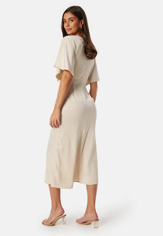 Wrap Satin Midi Dress