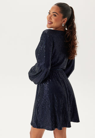 Sequin Balloon Sleeve Dress
