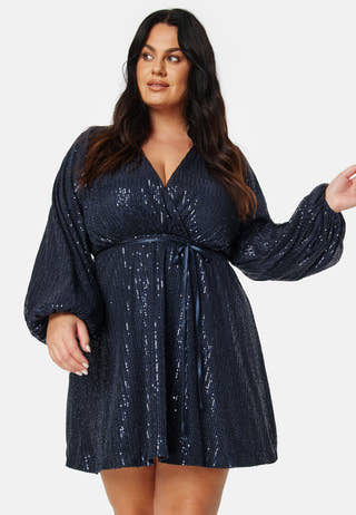 Sequin Balloon Sleeve Dress