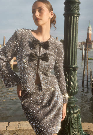 Sequin Velvet Mini Skirt