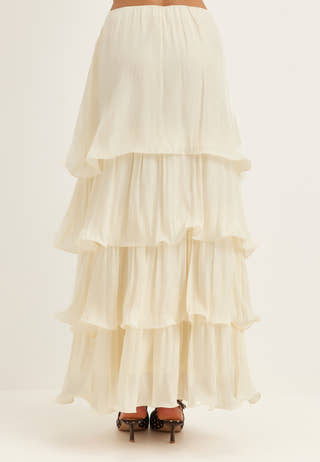 Shimmer Flounce Maxi Skirt