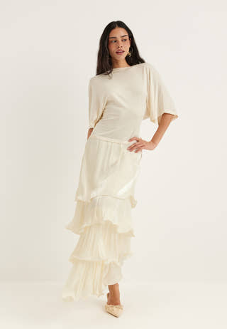 Shimmer Flounce Maxi Skirt