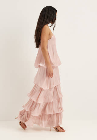 Shimmer Flounce Maxi Skirt