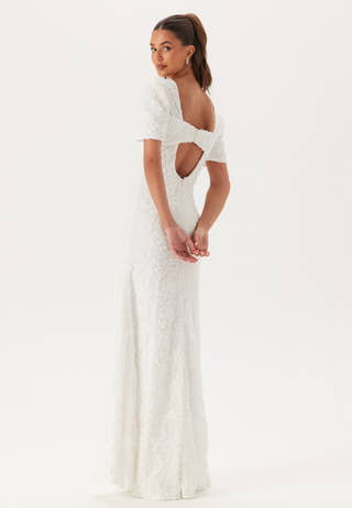 Short Sleeve 3D Floral Wedding Gown