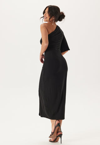 Soft Ruched One Shoulder Midi Dress