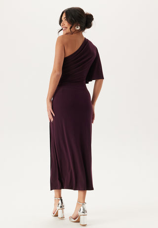 Soft Ruched One Shoulder Midi Dress