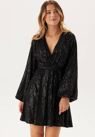 Sequin Balloon Sleeve Dress