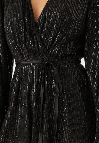 Sequin Balloon Sleeve Dress