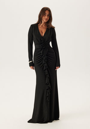 Sparkling Low V-neck Slit Gown