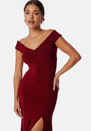 Sparkling Twist Off Shoulder Gown